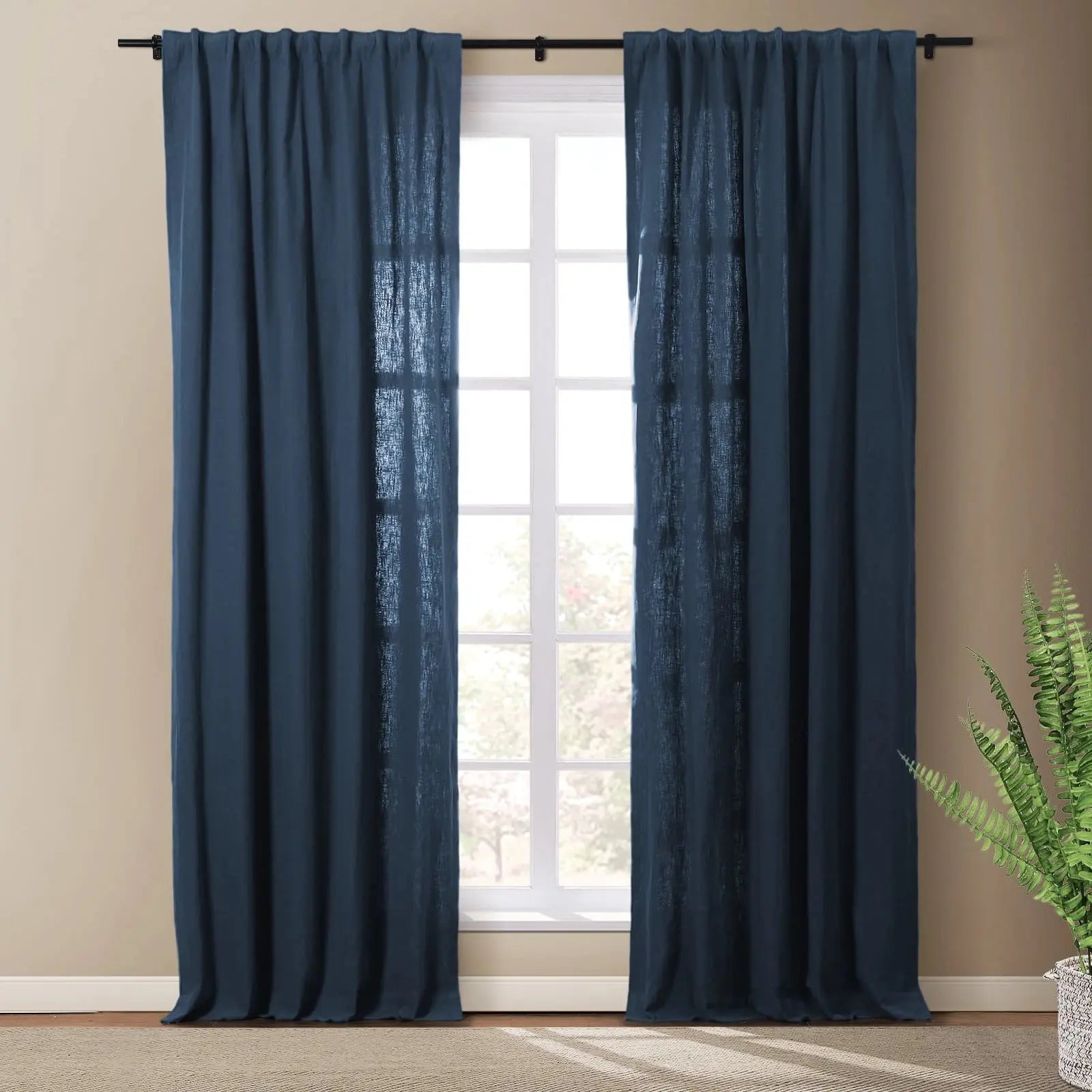 Masha Linen Cotton Textured Drapery Soft Top SLIDINGCURTAIN