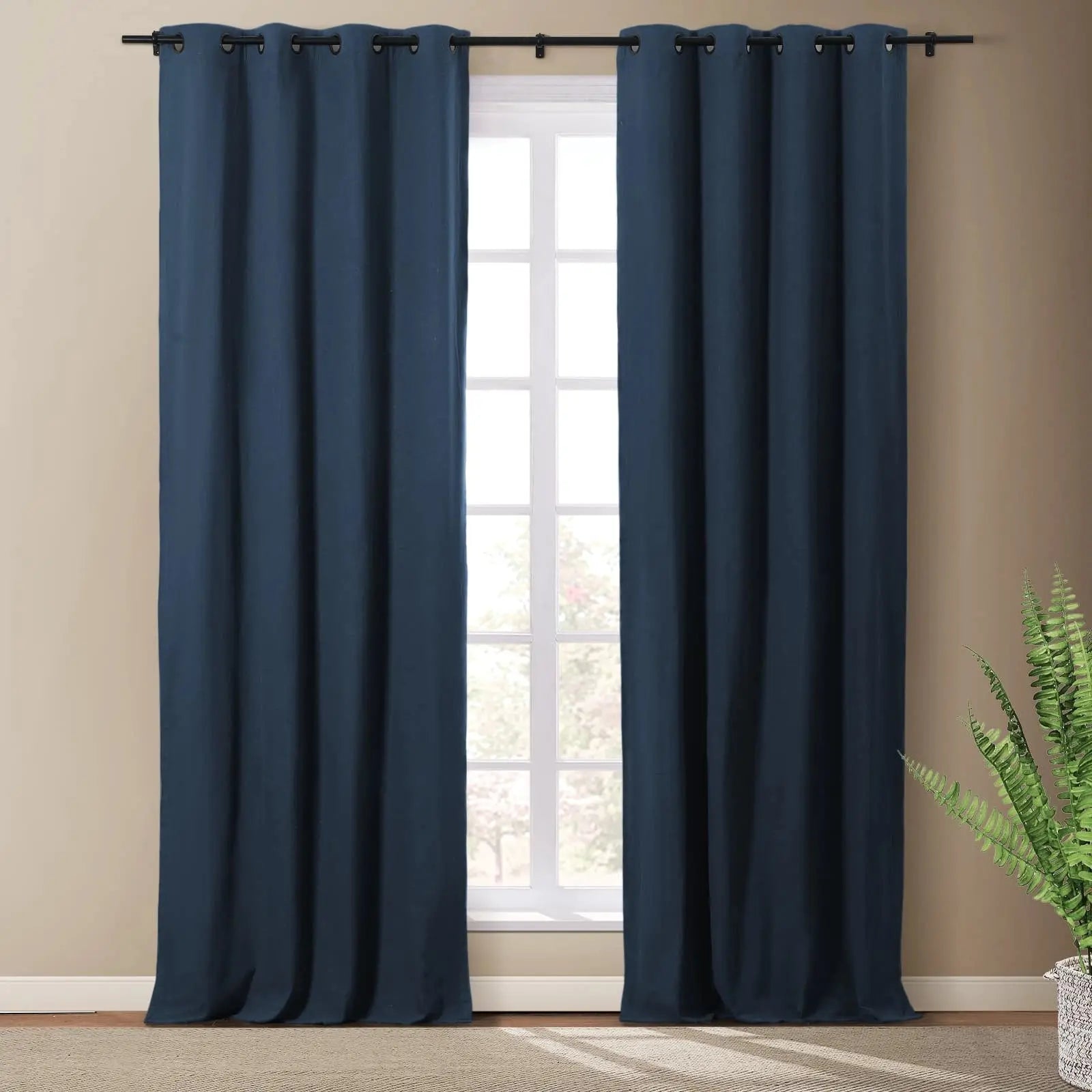 Masha Linen Cotton Textured Drapery Grommet SLIDINGCURTAIN