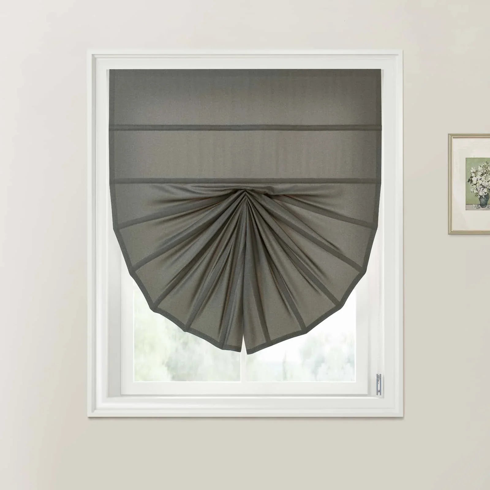 Dark Gray Andy Fan Roman Shades - Cord Lift