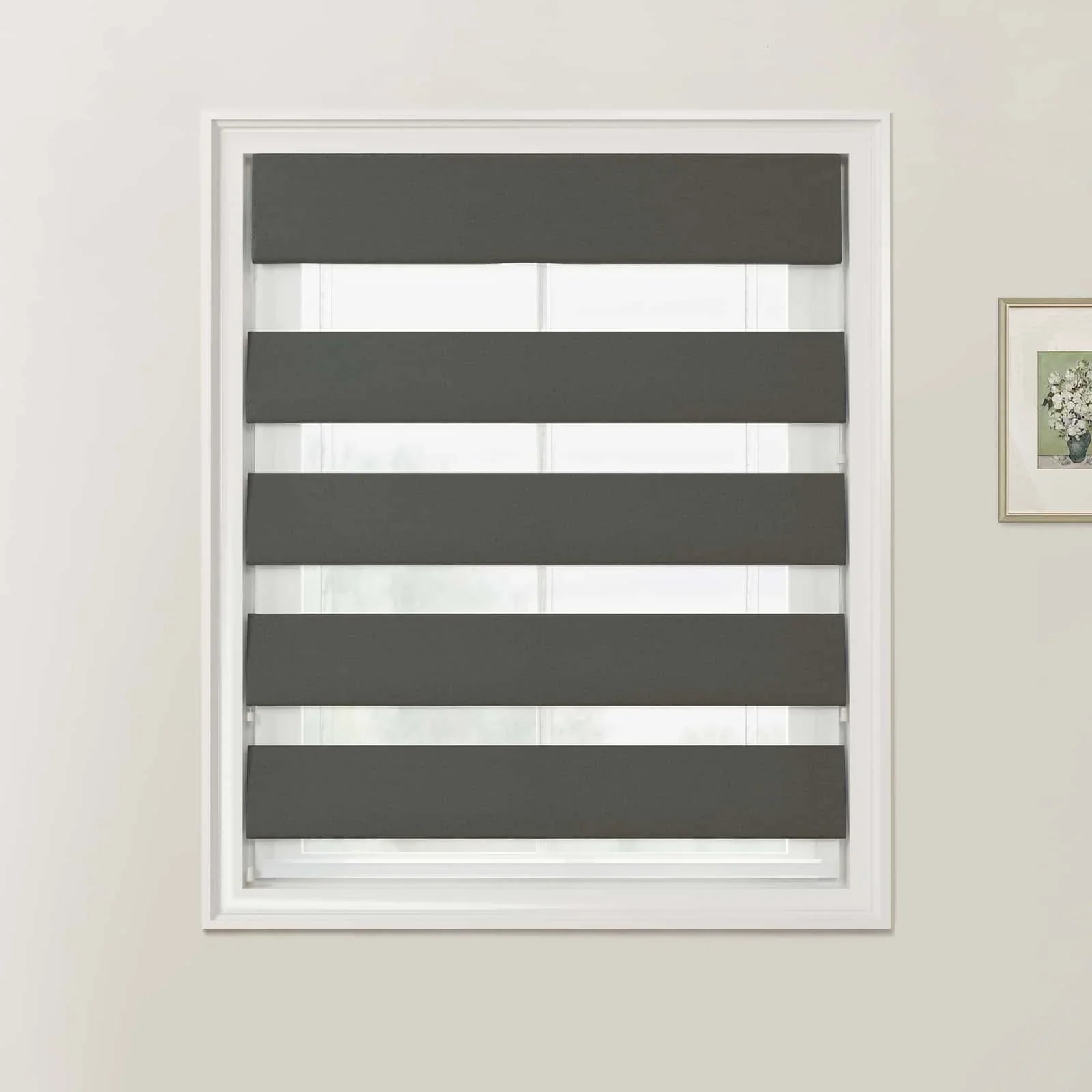 Dark Gray Andy Zebra Roman Blinds - Cord Lift