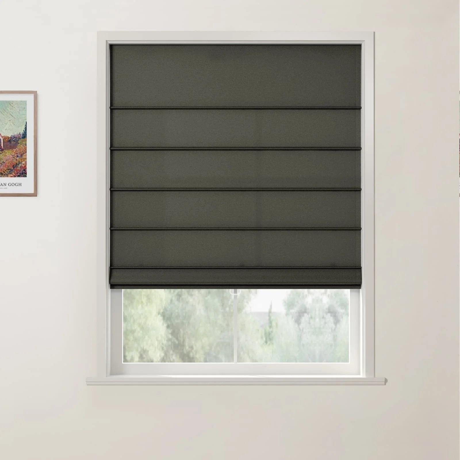 Dark Gray Front Slat Cordless Roman Shade