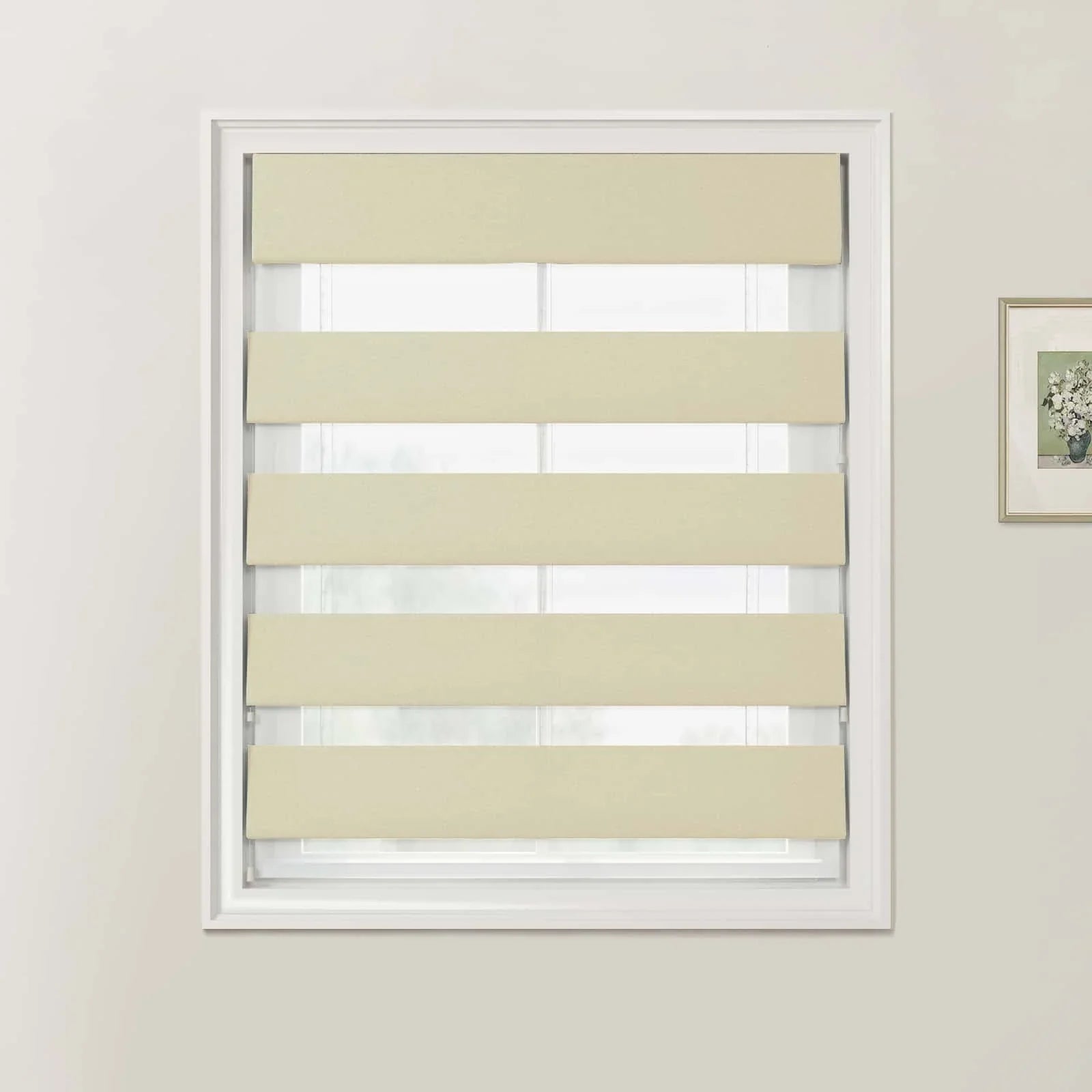 Khaki Andy Zebra Roman Blinds - Cord Lift