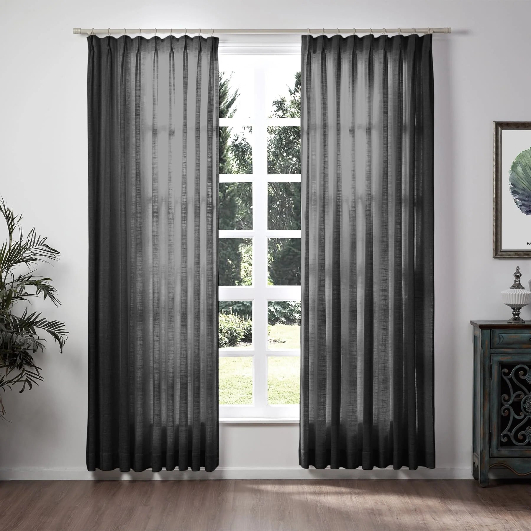 Liz Linen Extra Long Curtains Pleated