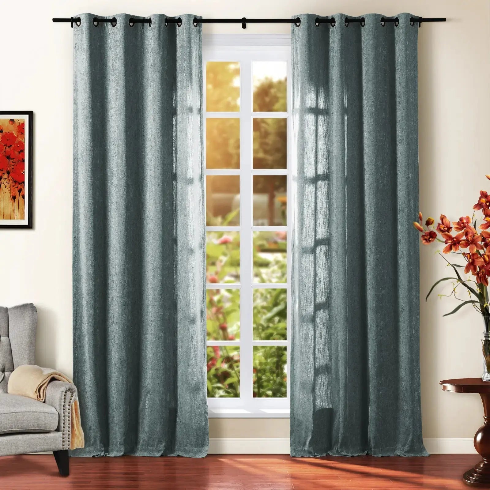 Tino Heavyweight Chenille Drapery Grommet SLIDINGCURTAIN