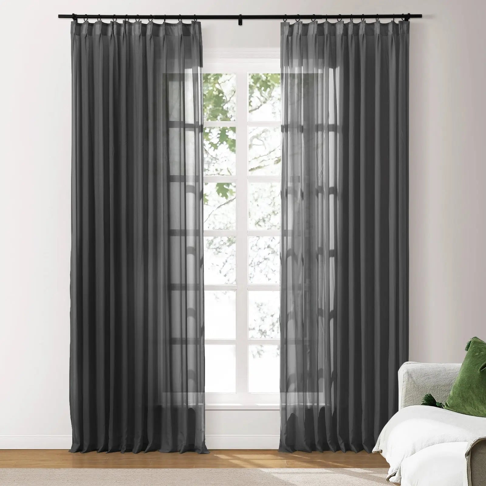 Scandina Solid Voile Sheer Curtain Pleated SLIDINGCURTAIN