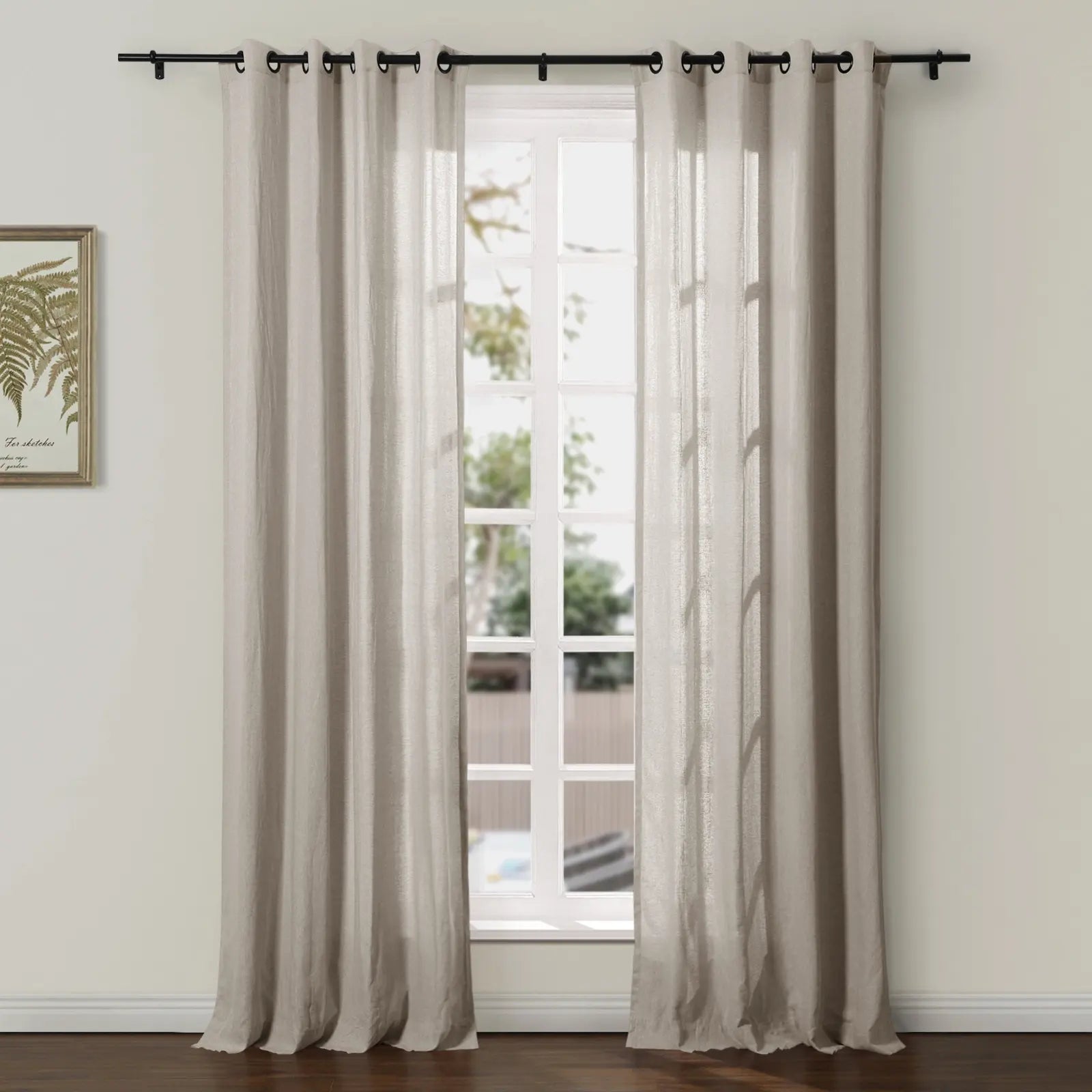 Ron Linen Cotton Herringbone Curtain Grommet SLIDINGCURTAIN