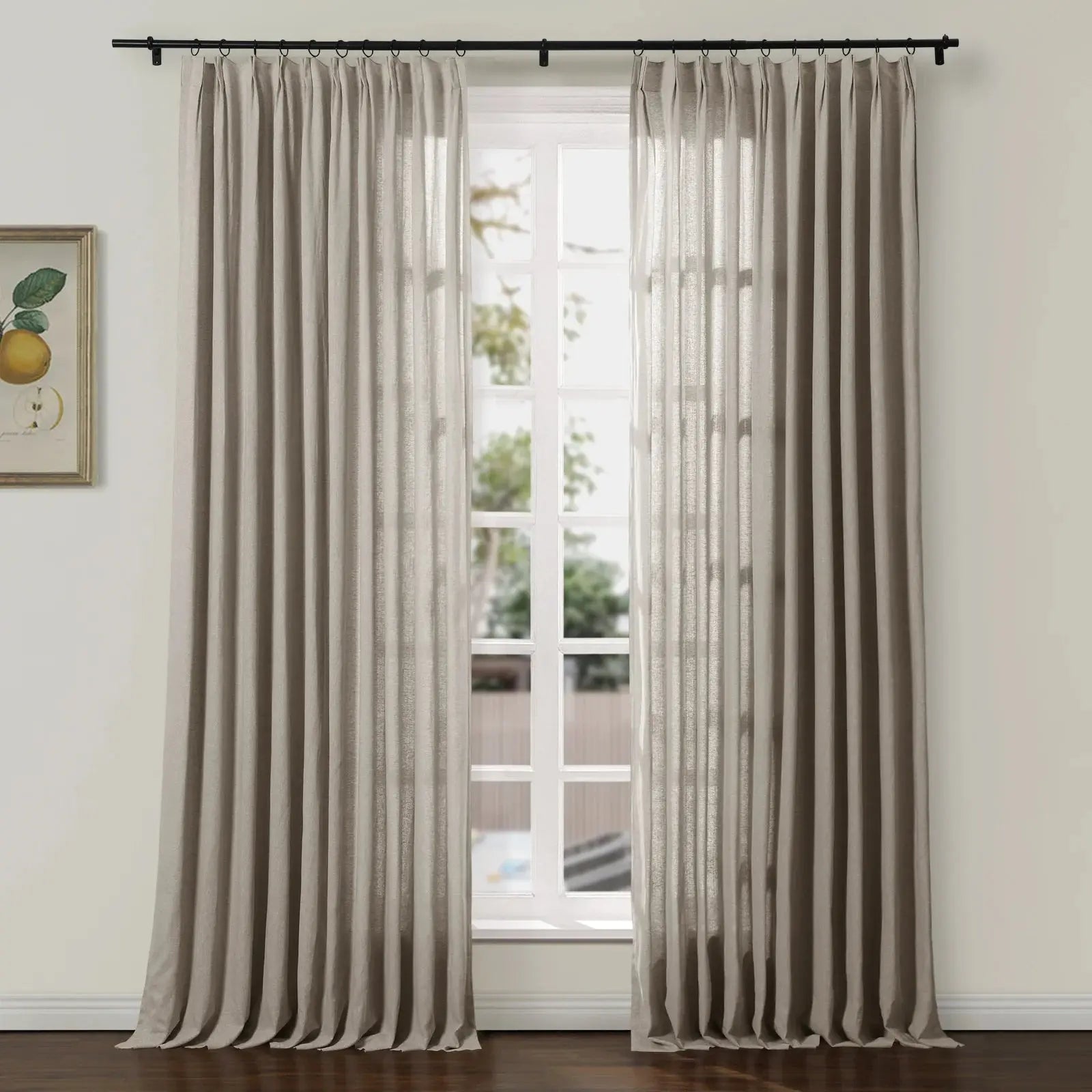 Ron Linen Herringbone Custom Curtain Pleated