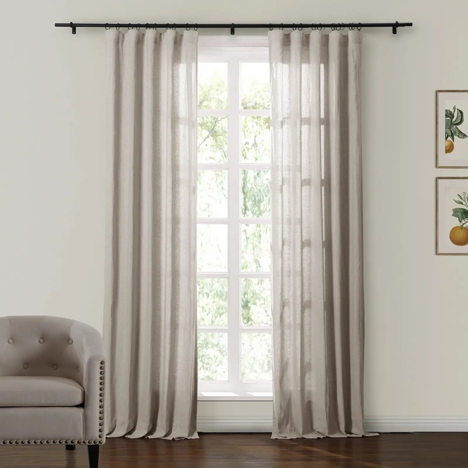 Ron Linen Cotton Herringbone Curtain Soft Top SLIDINGCURTAIN