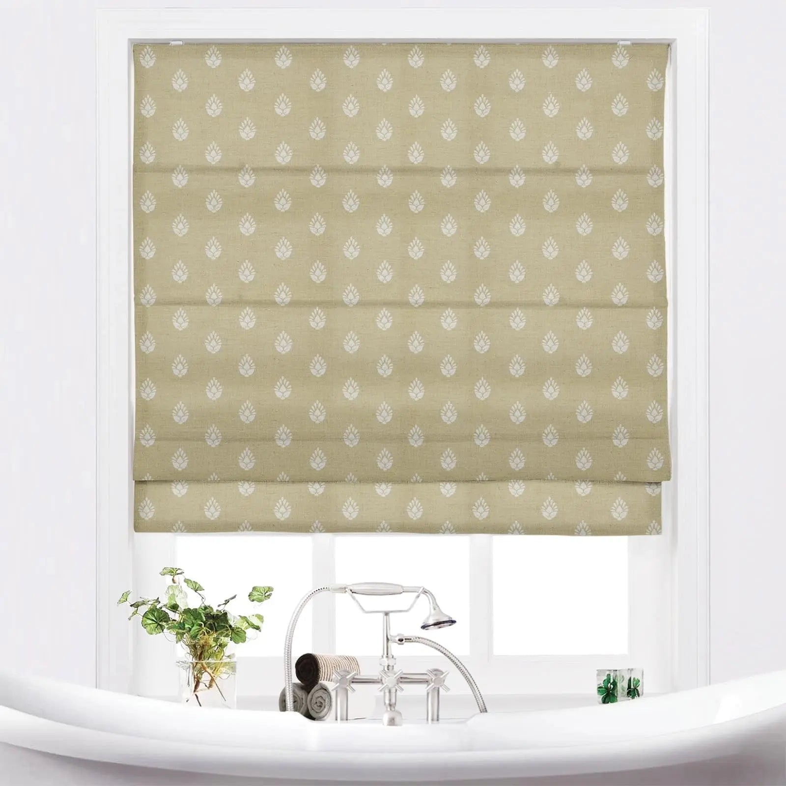 Stefana Silber Printed Cordless Roman Shade SLIDINGCURTAIN