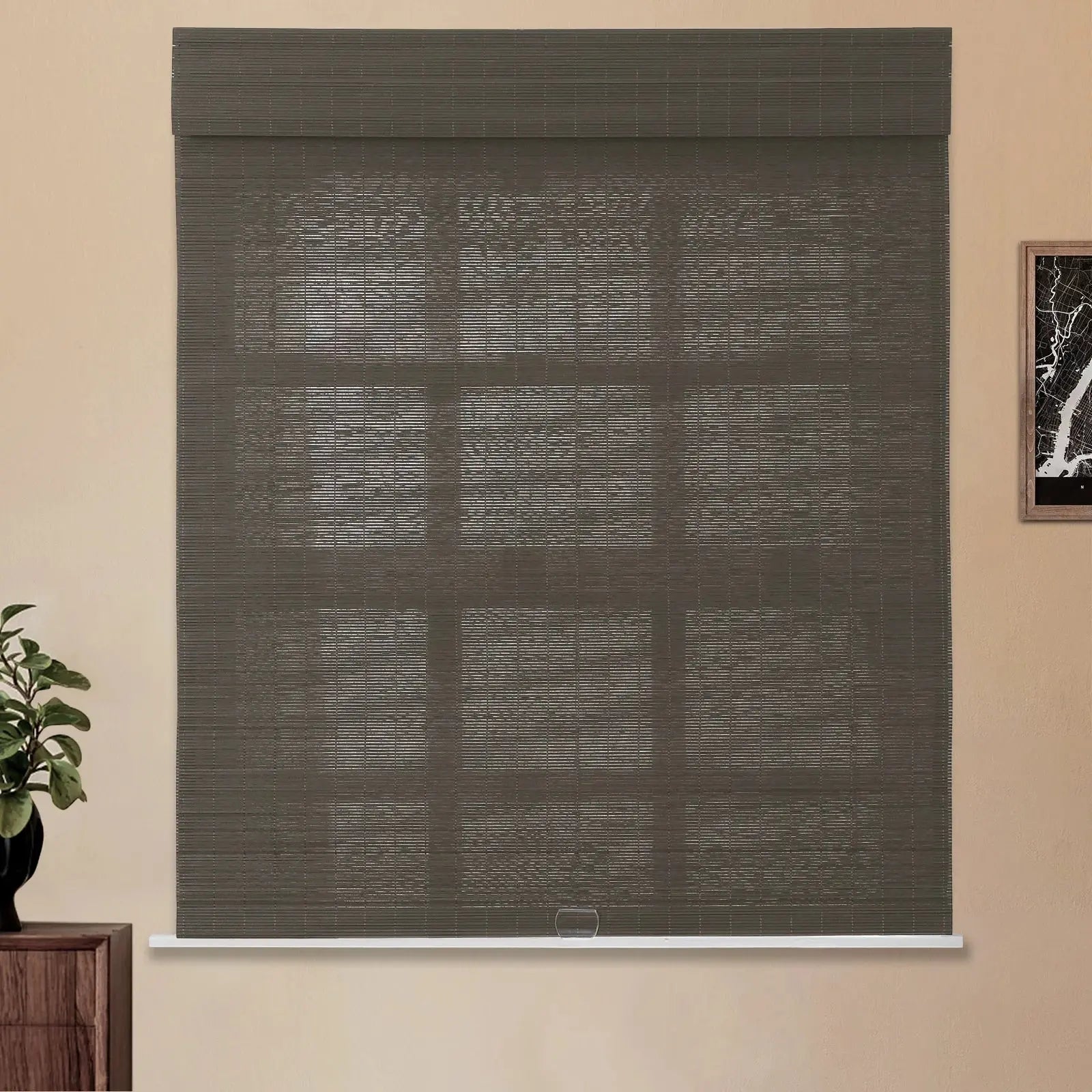 Sybil Bamboo Roman Shade - Dark Earth SLIDINGCURTAIN CURTAINS