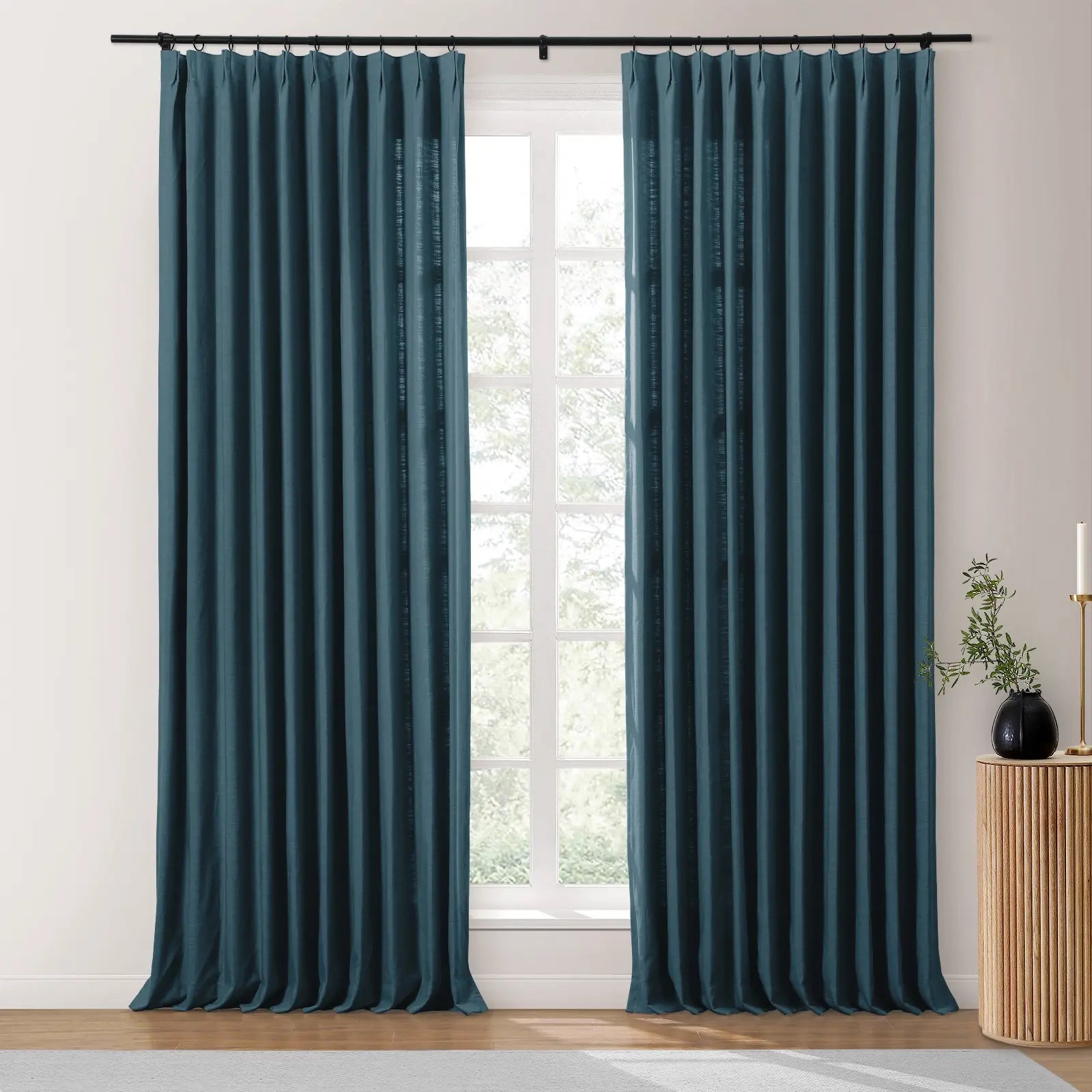 Isabella Heavyweight Polyester Cotton Blend Drapery Pleated SLIDINGCURTAIN