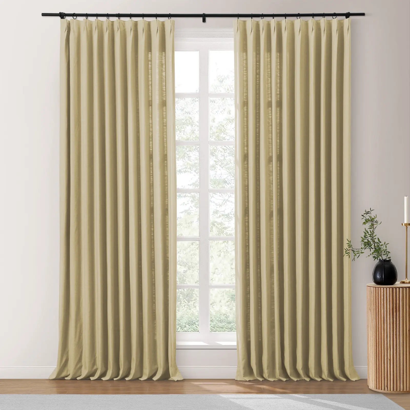 Isabella Heavyweight Polyester Cotton Blend Drapery Pleated SLIDINGCURTAIN