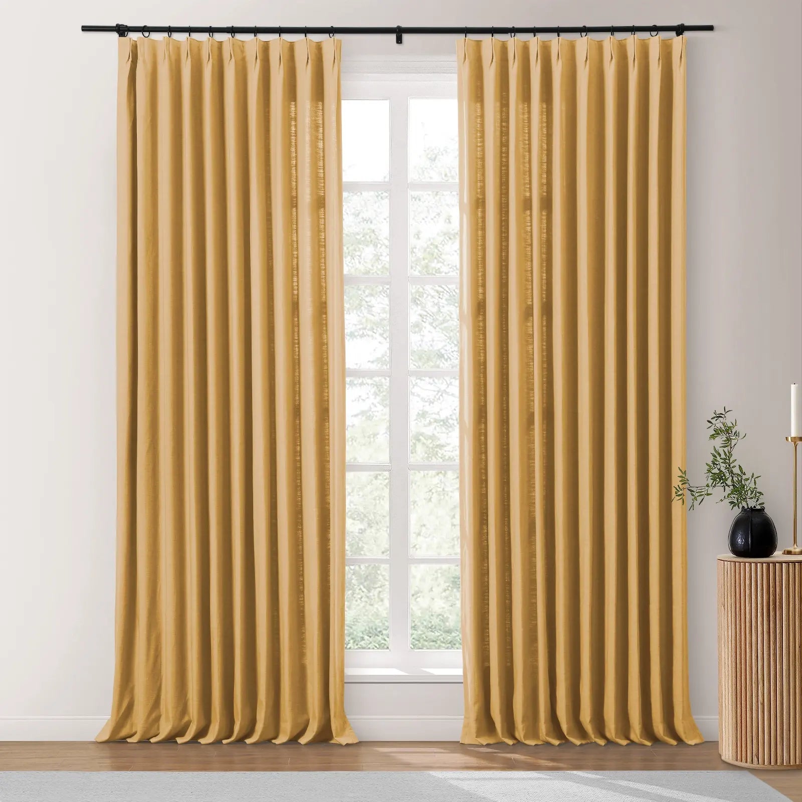 Isabella Heavyweight Polyester Cotton Blend Drapery Pleated SLIDINGCURTAIN