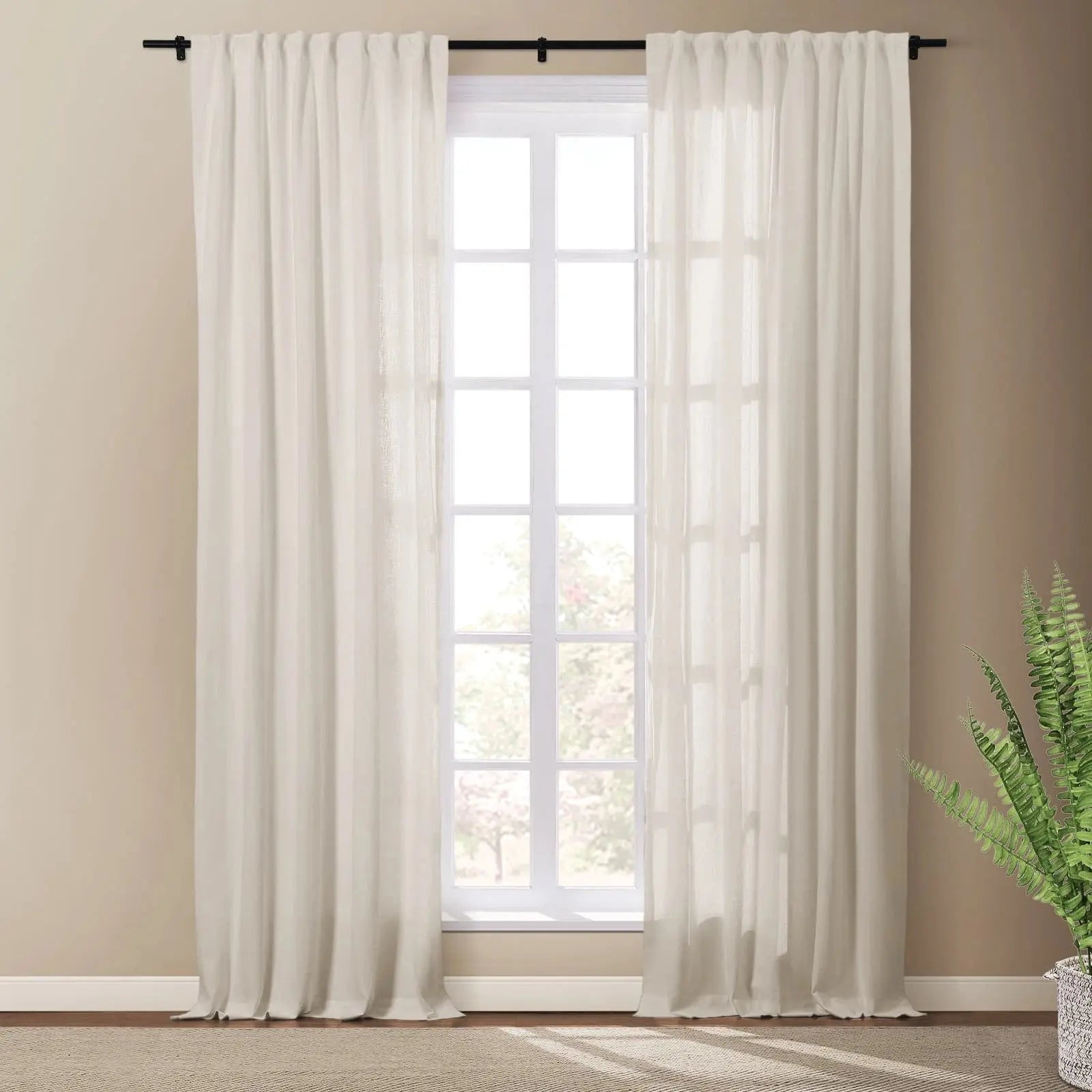 Masha Linen Cotton Textured Drapery Soft Top SLIDINGCURTAIN