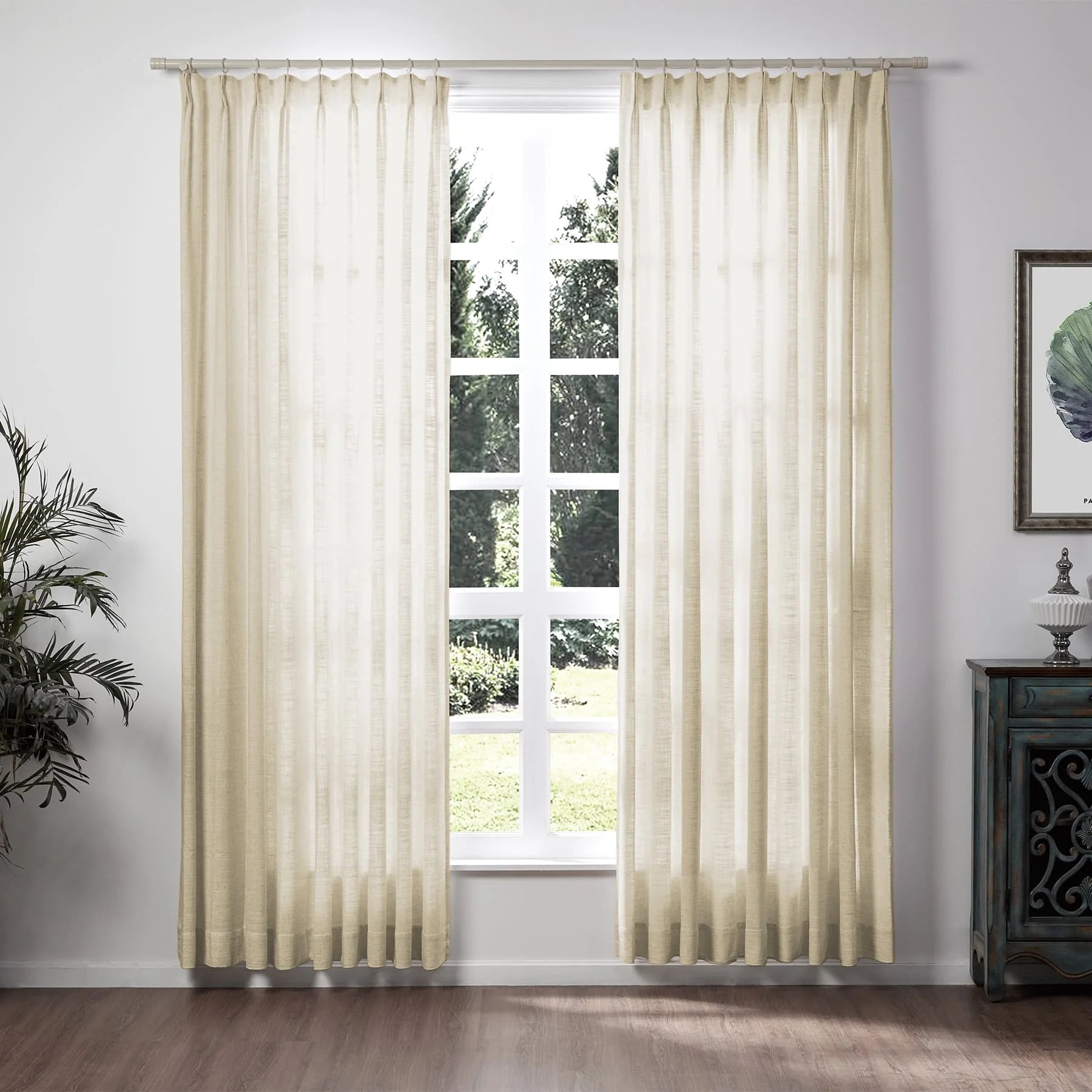 Liz Linen Extra Wide Curtains Pleated