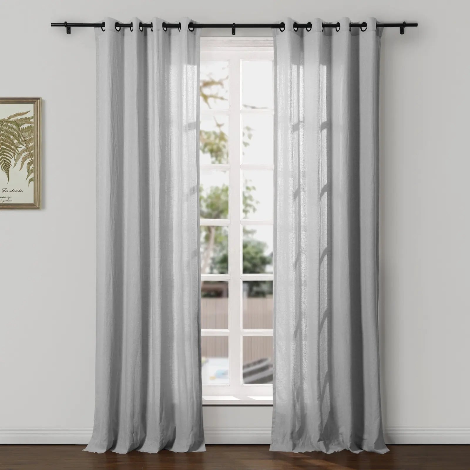 Ron Linen Cotton Herringbone Curtain Grommet SLIDINGCURTAIN