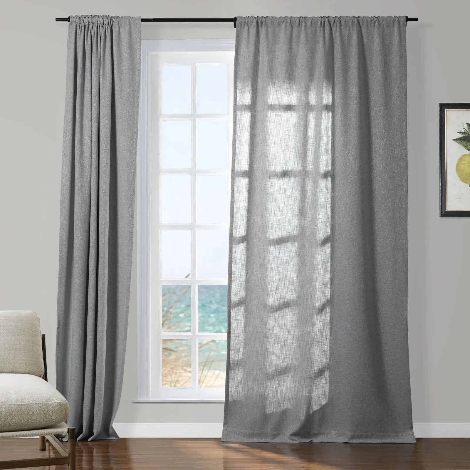 Sarai Textured Metallic Cotton Blend Curtain Soft Top SLIDINGCURTAIN