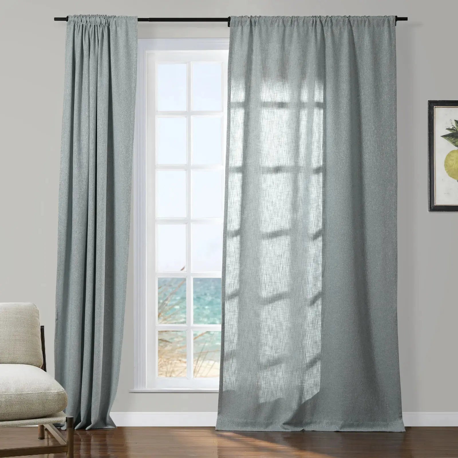 Sarai Textured Metallic Cotton Blend Curtain Soft Top SLIDINGCURTAIN