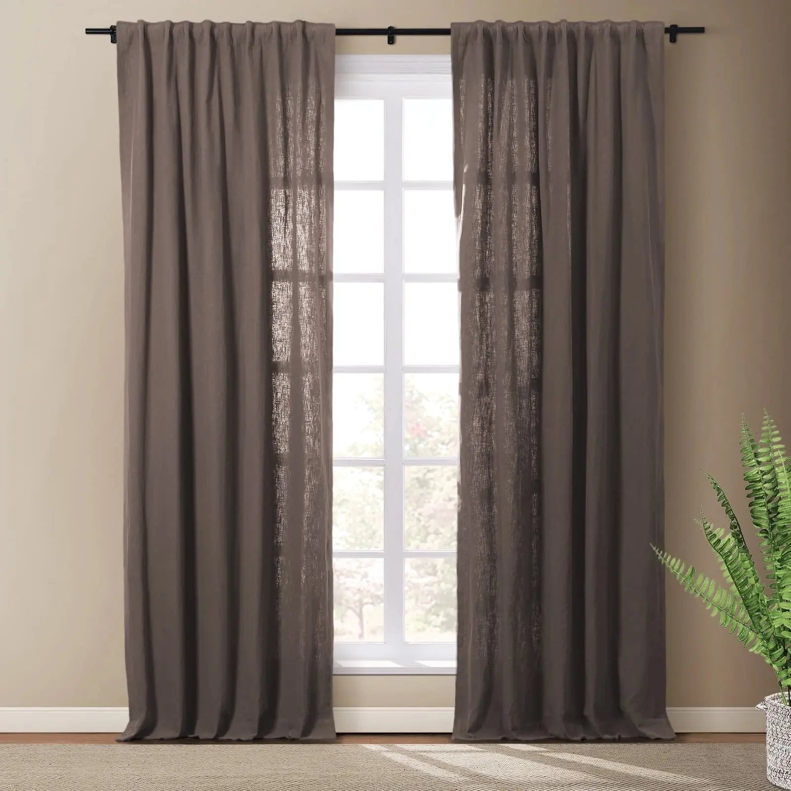 Masha Linen Cotton Textured Drapery Soft Top SLIDINGCURTAIN