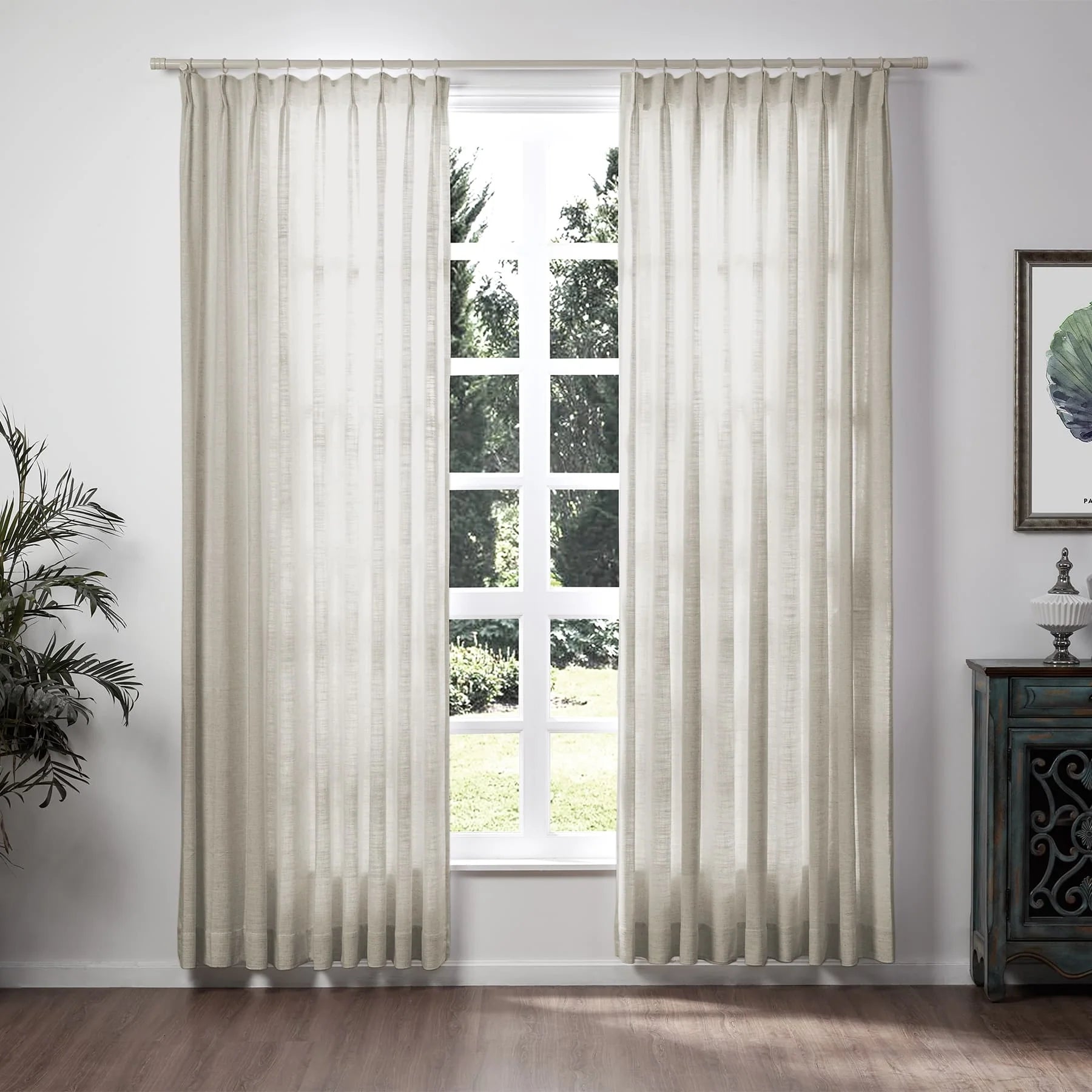 Liz Linen Extra Wide Curtains Pleated