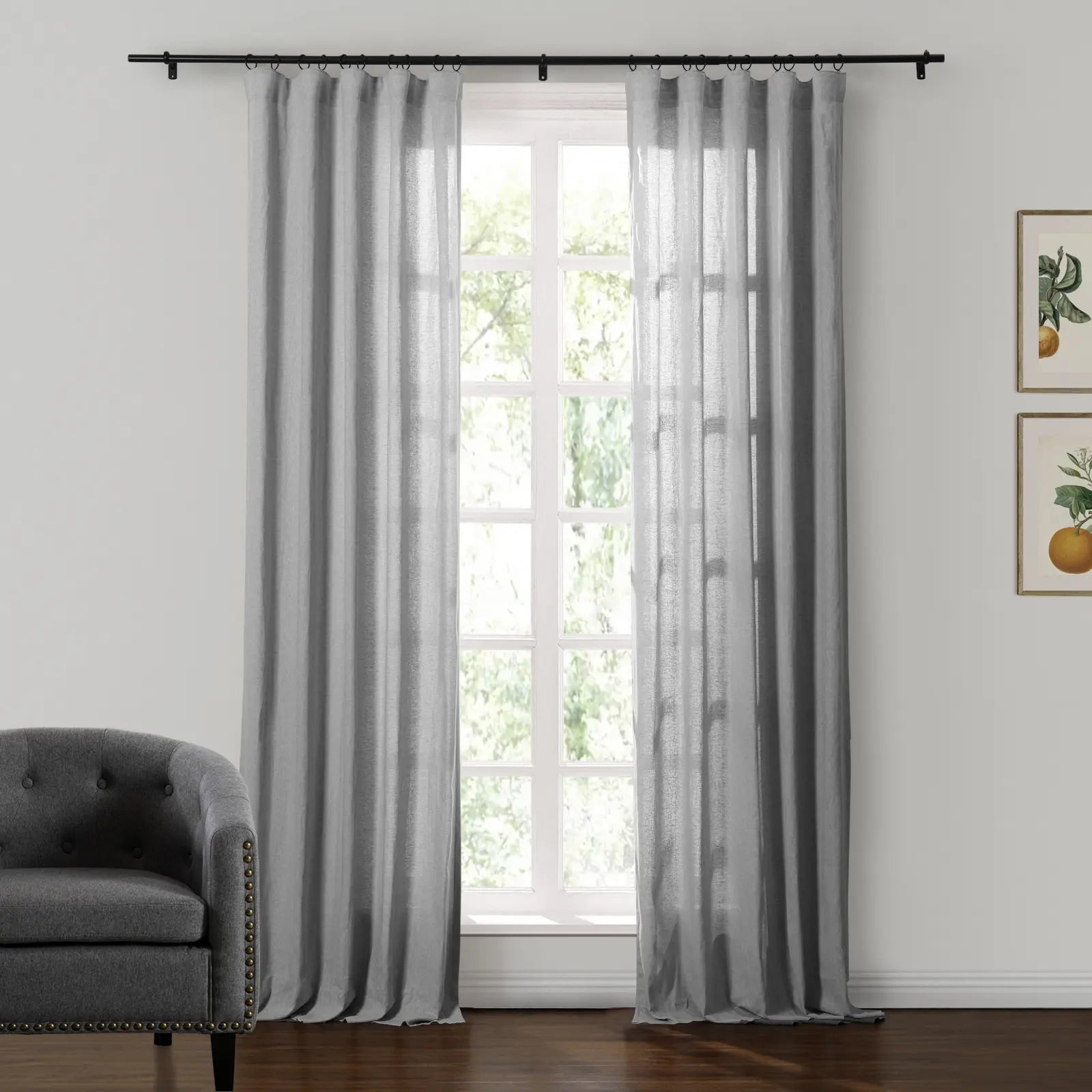 Ron Linen Cotton Herringbone Curtain Soft Top SLIDINGCURTAIN