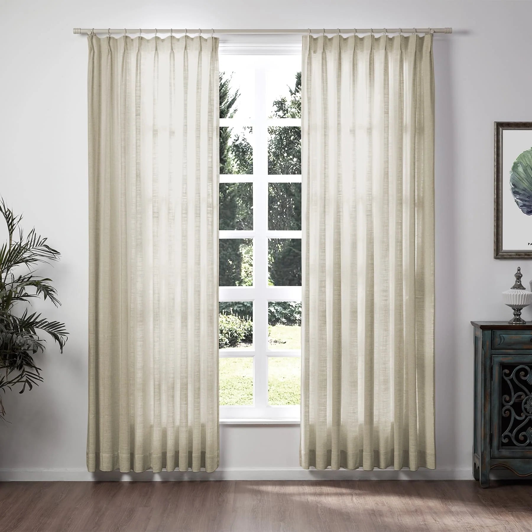 Liz Linen Extra Wide Curtains Pleated