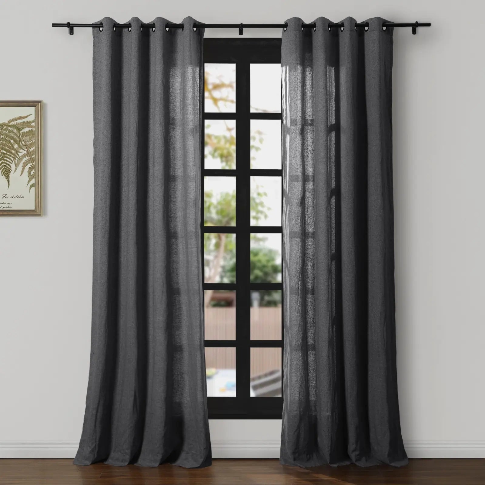 Ron Linen Cotton Herringbone Curtain Grommet SLIDINGCURTAIN