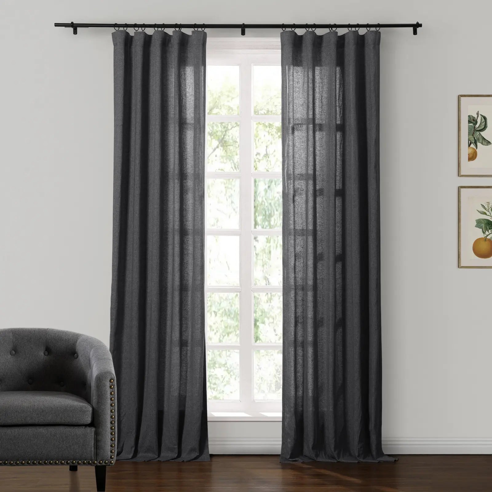 Ron Linen Cotton Herringbone Curtain Soft Top SLIDINGCURTAIN