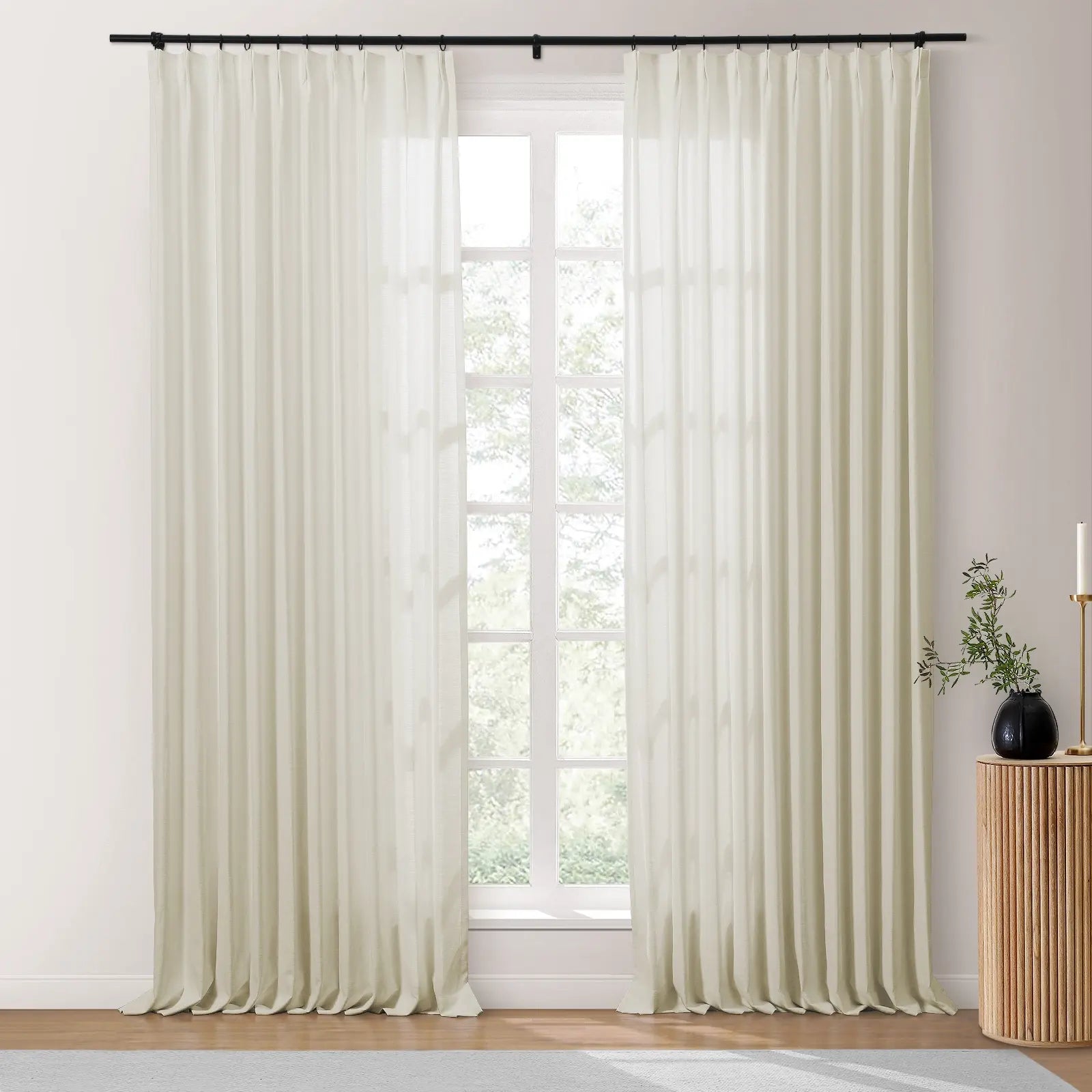 Isabella Heavyweight Polyester Cotton Blend Drapery Pleated SLIDINGCURTAIN