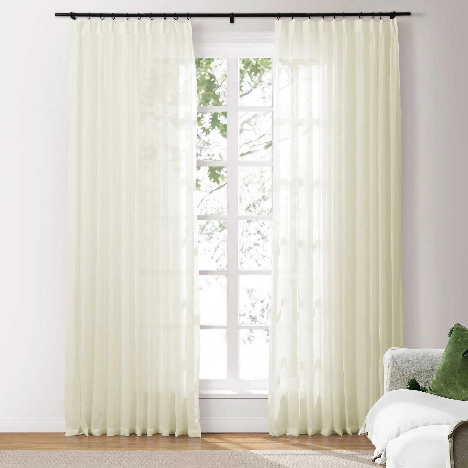 Scandina Solid Voile Sheer Curtain Pleated SLIDINGCURTAIN