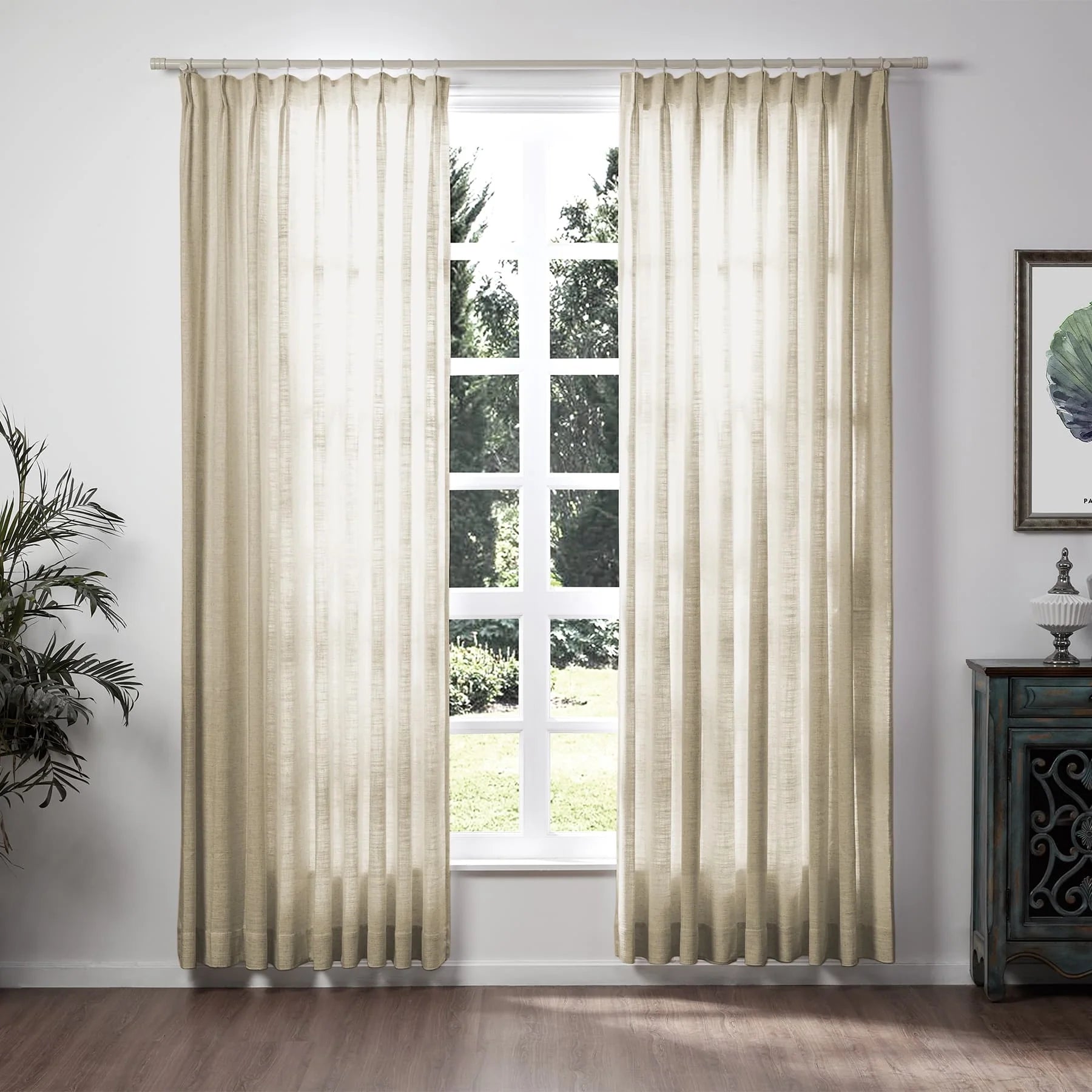 Liz Linen Extra Wide Curtains Pleated