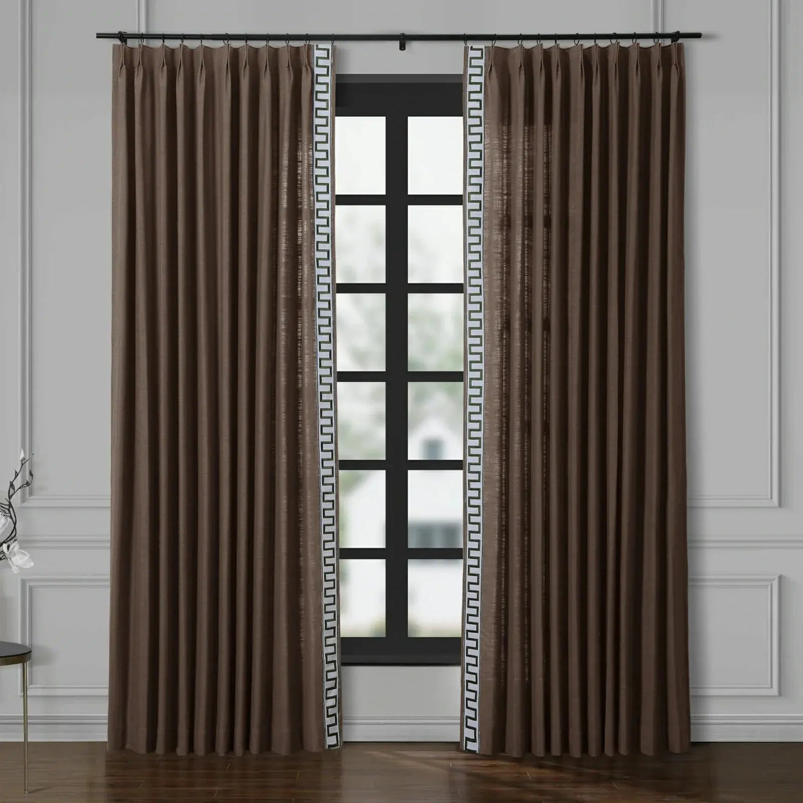 Jawara Luxury Linen Cotton Curtains with Border Trim (Sold per Pair)