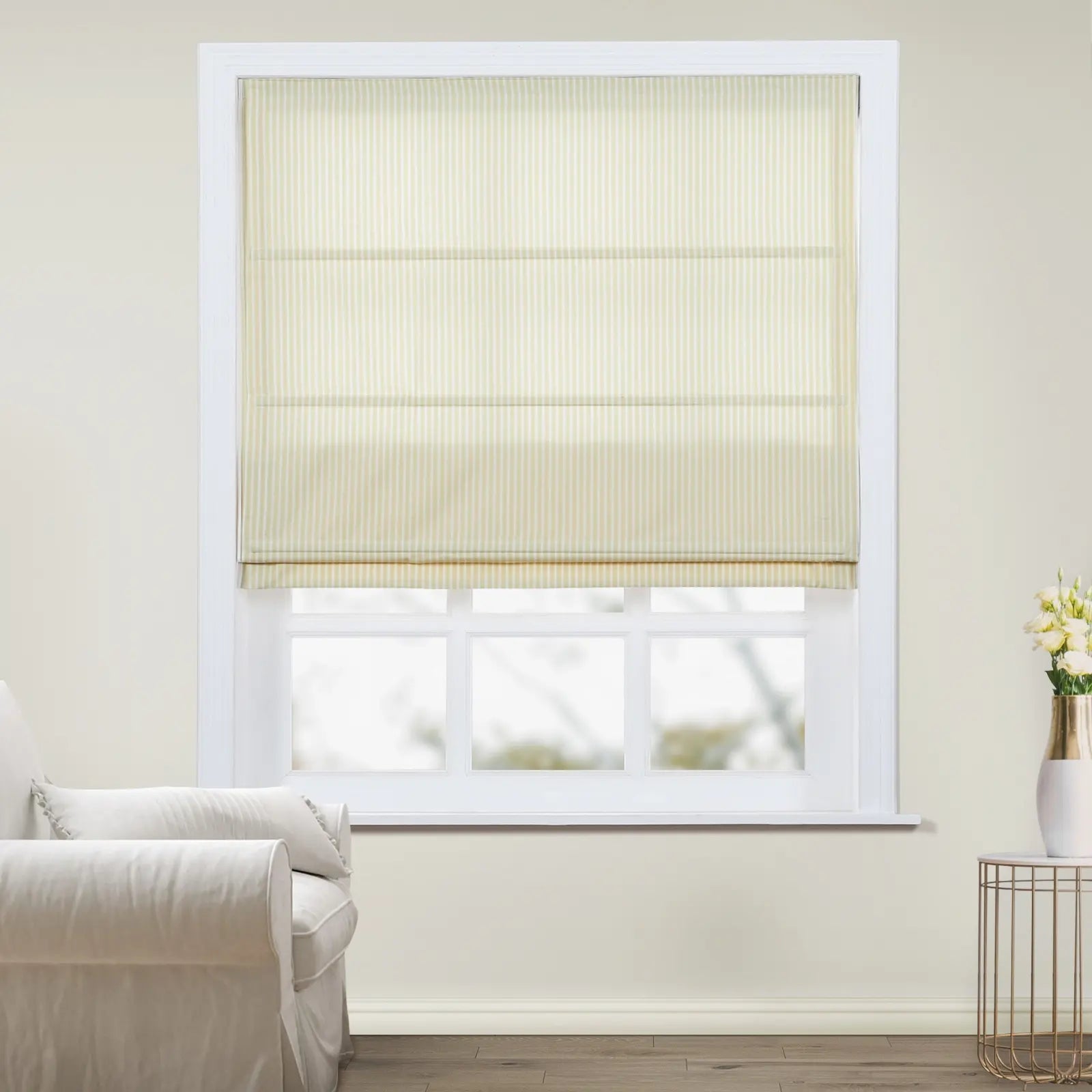 Jana Cordless Roman Shades 100% Cotton Striped