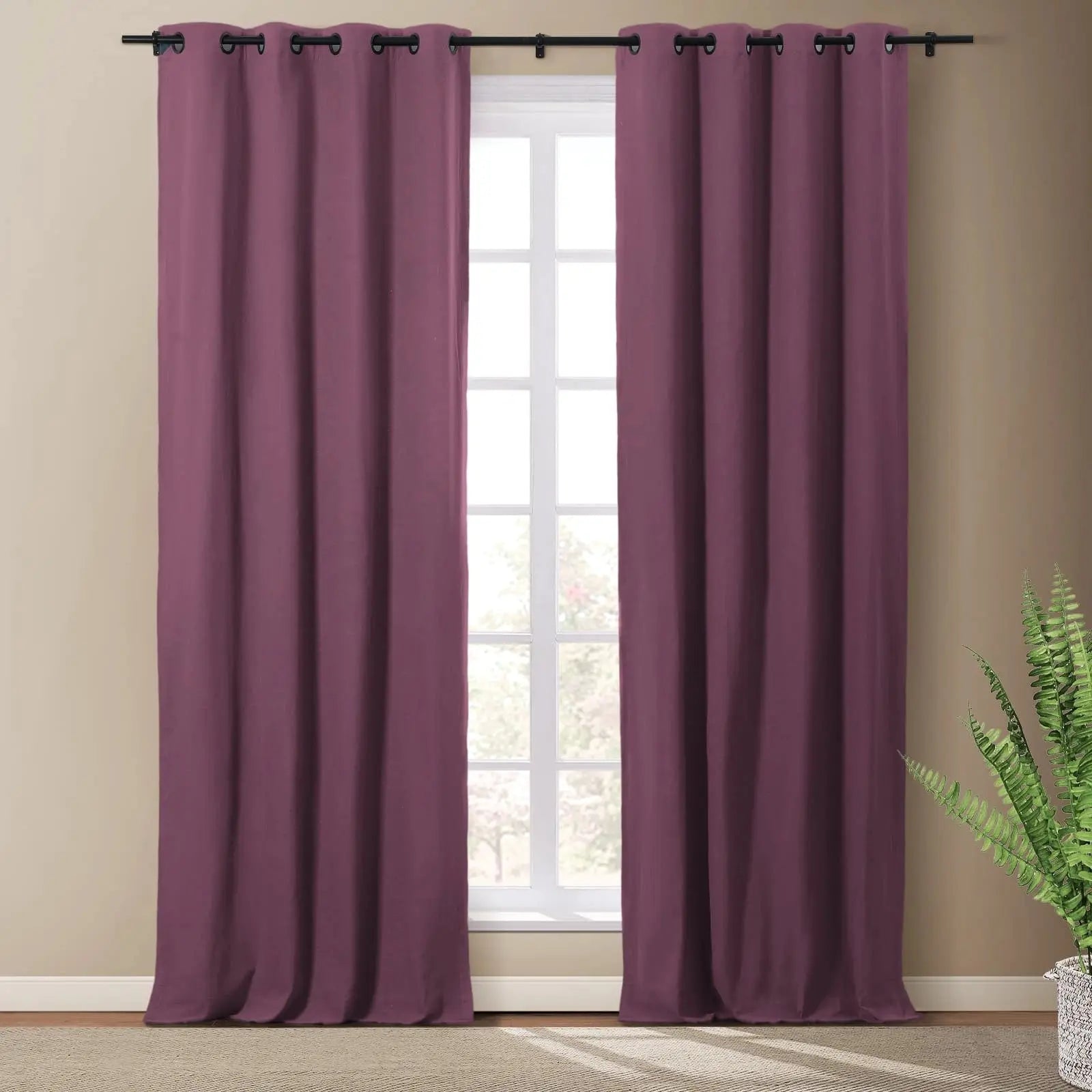 Masha Linen Cotton Textured Drapery Grommet SLIDINGCURTAIN