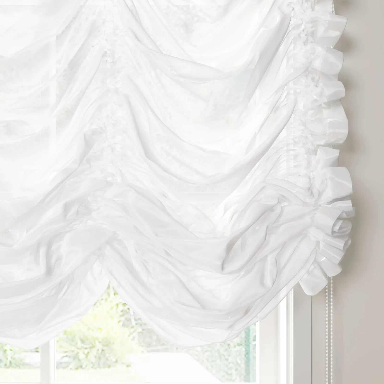 Pleated Austrian Sheer Roman Shade Cord Lift