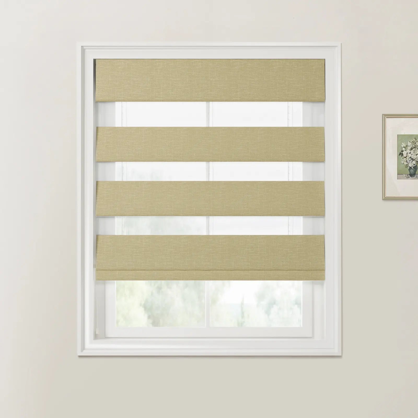 Patti Linen Zebra Roman Blind Cord Lift