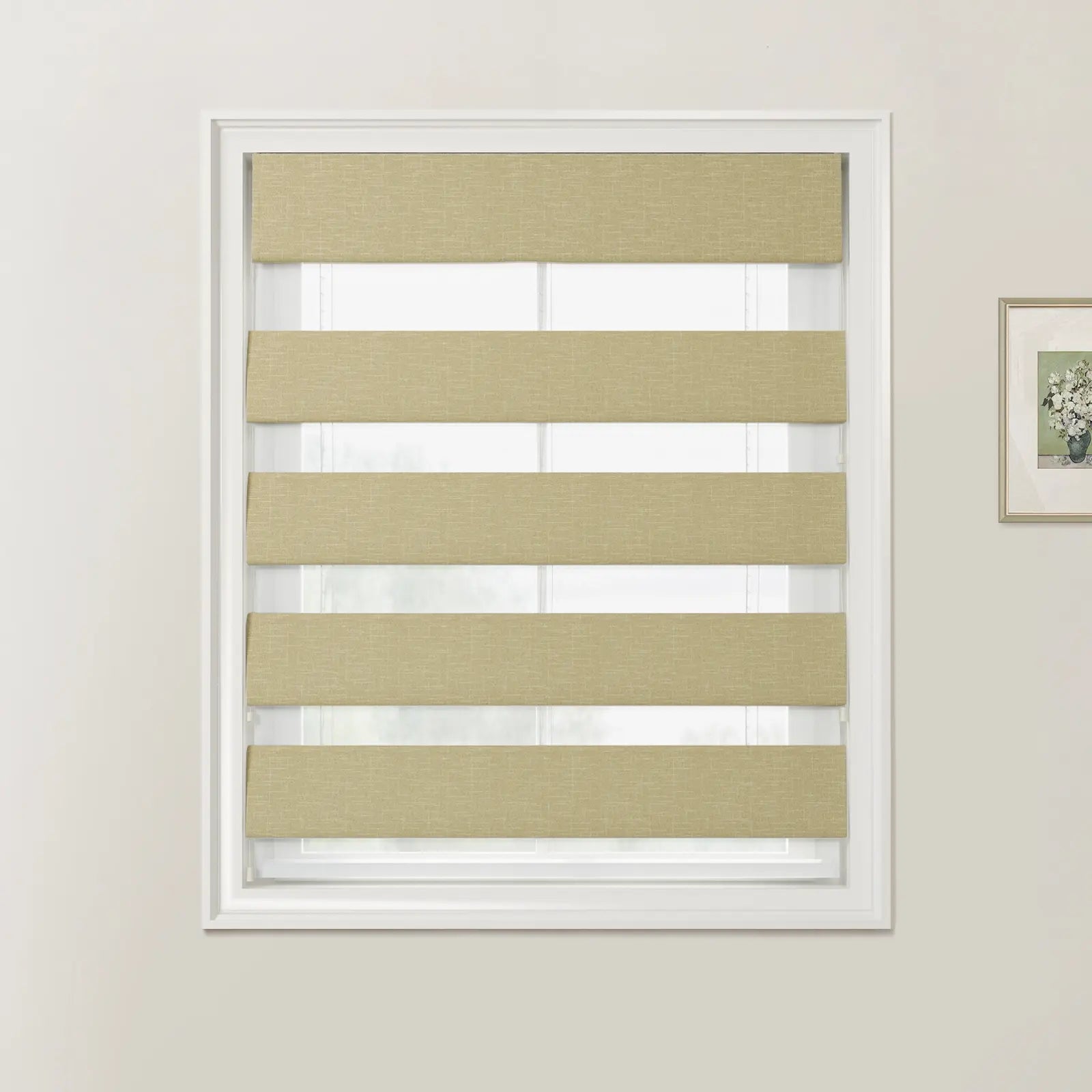 Patti Linen Zebra Roman Blind Cord Lift