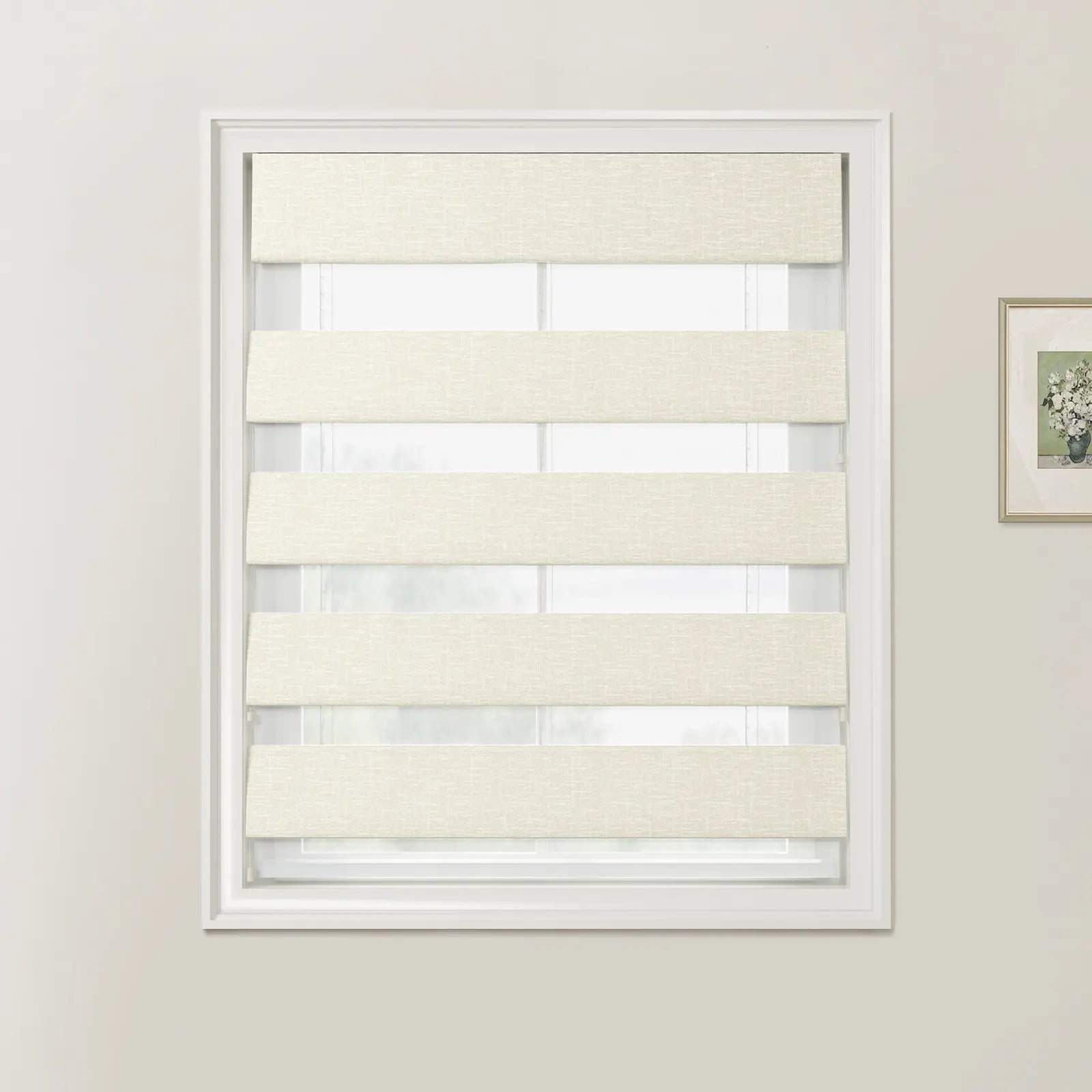 Patti Linen Zebra Roman Blind Cord Lift