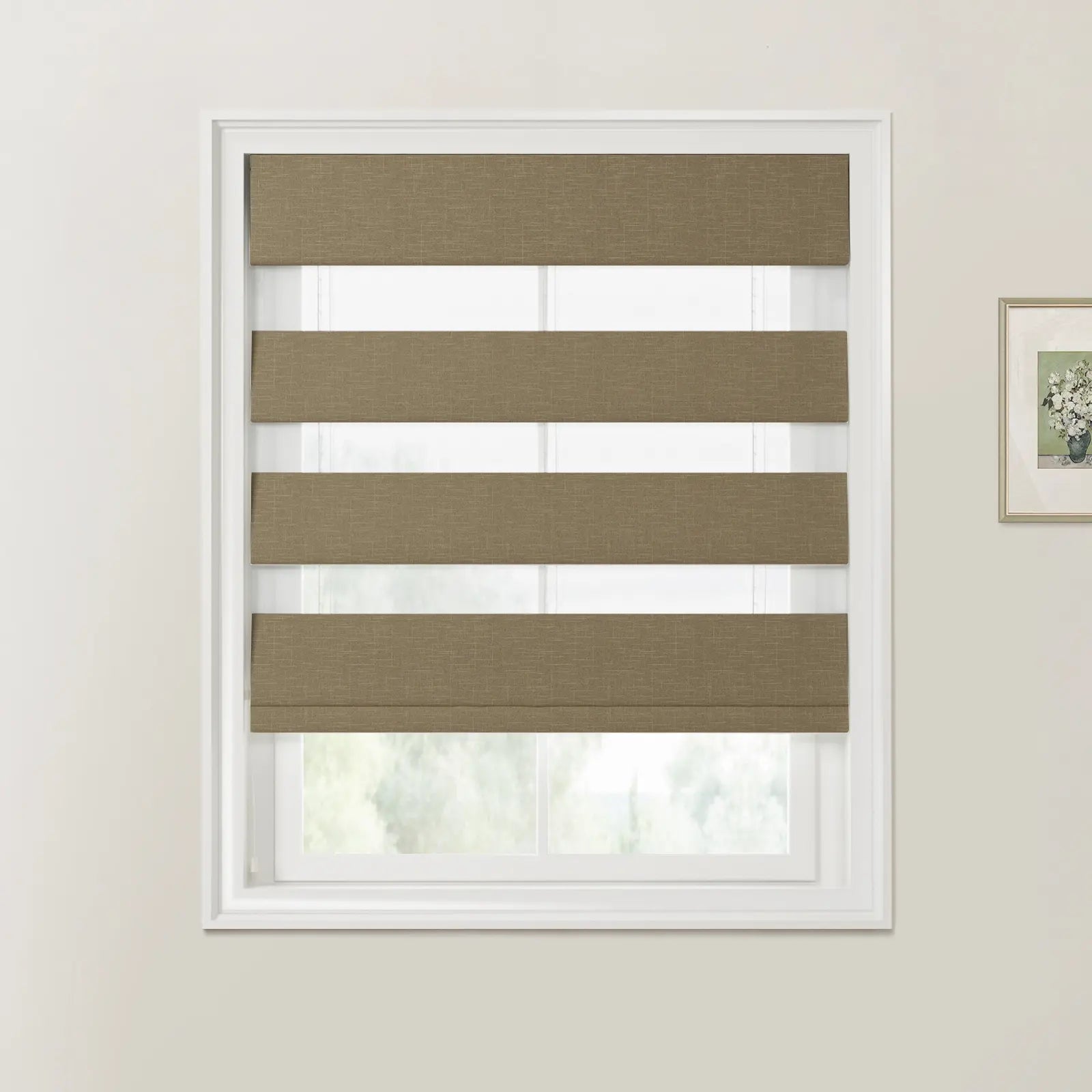 Patti Linen Zebra Roman Blind Cord Lift