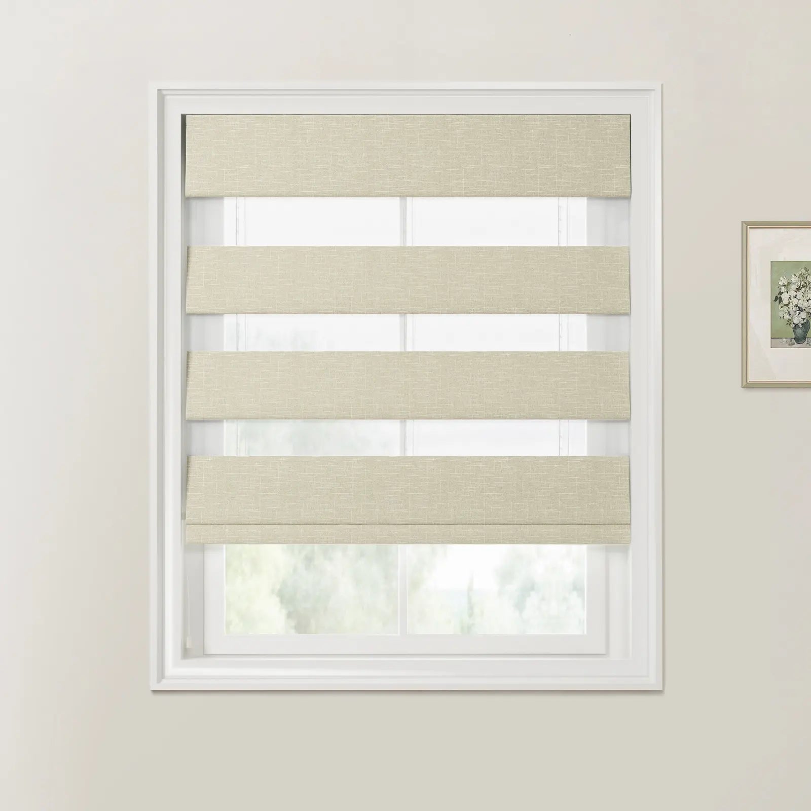 Patti Linen Zebra Roman Blind Cord Lift