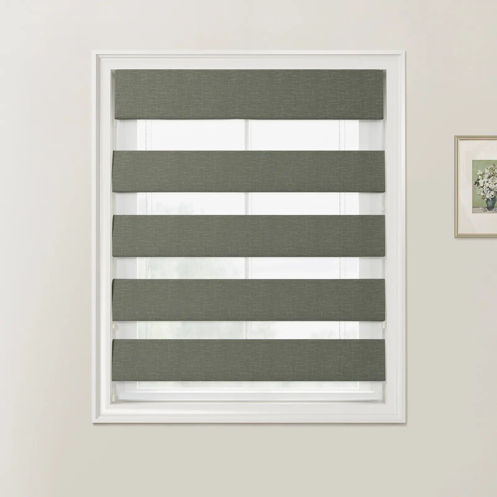 Patti Linen Zebra Roman Blind Cord Lift