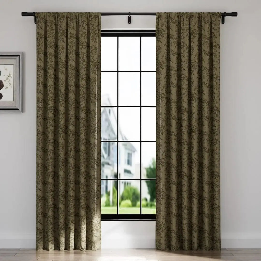 Sara Le Print Linen Cafe Curtain Pleated