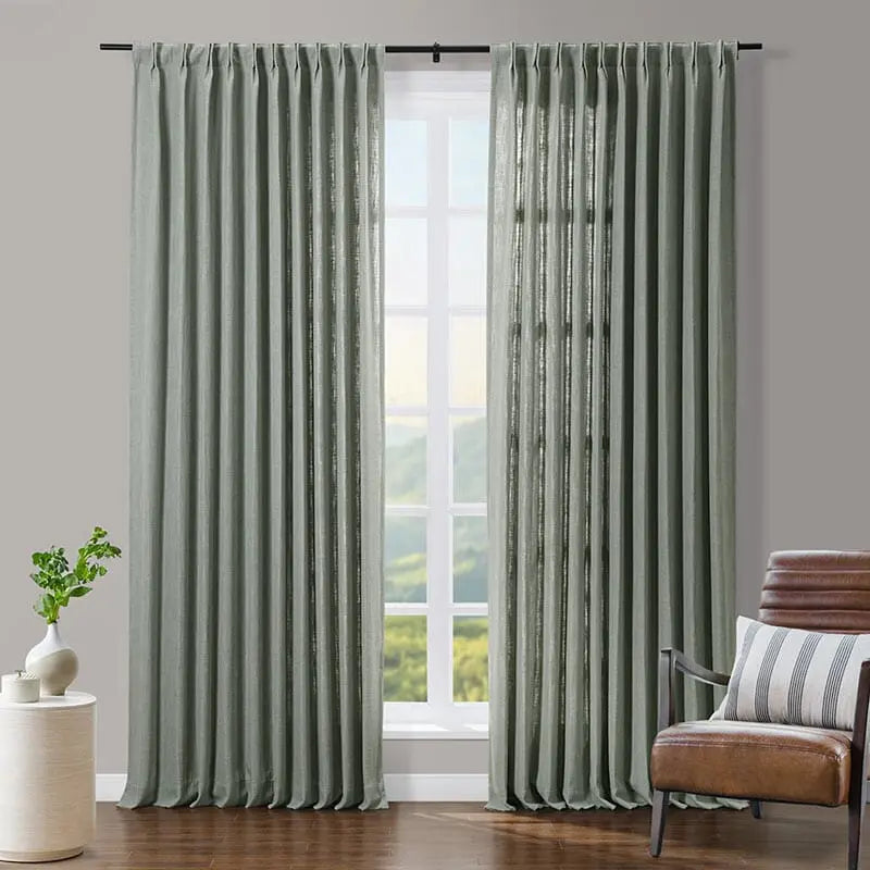 Tia Custom Linen Curtain Pleated