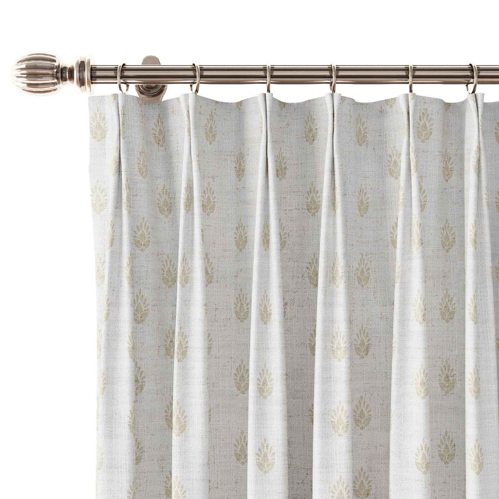 Stefana Silber Print Linen Blend Curtain Drapery Pleated