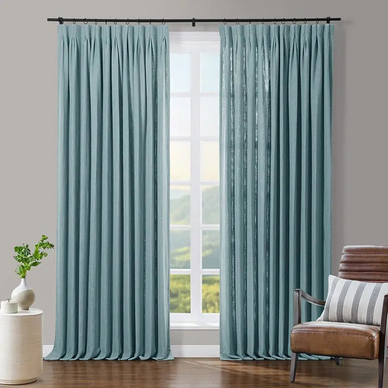 Tia Linen Blend Curtain Drapery Pleated SLIDINGCURTAIN