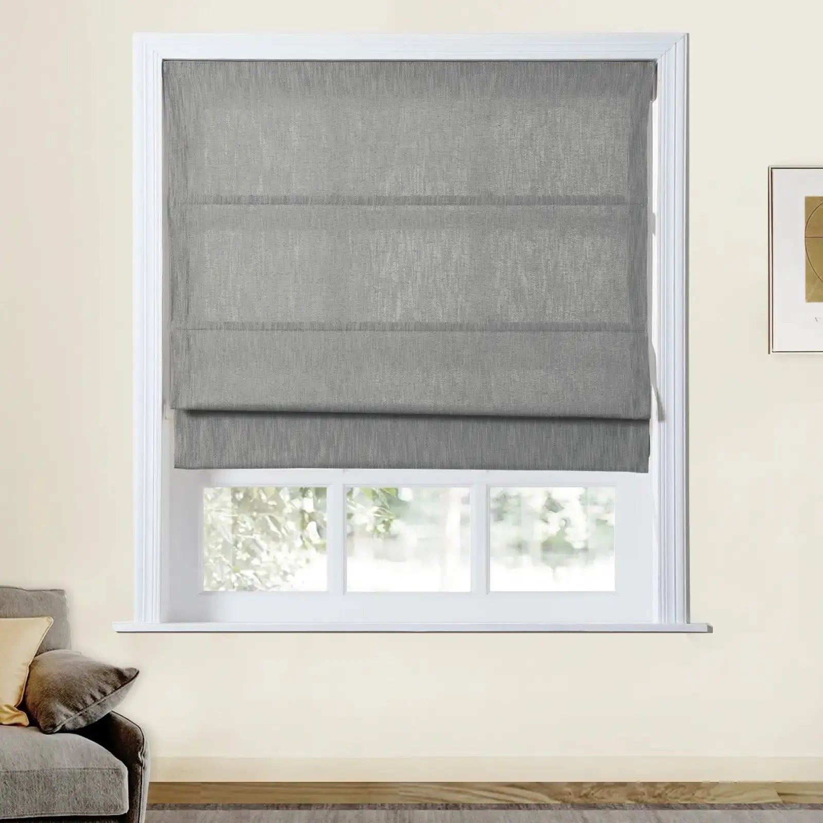 Cloe Cotton Blend Cordless Roman Shade SLIDINGCURTAIN