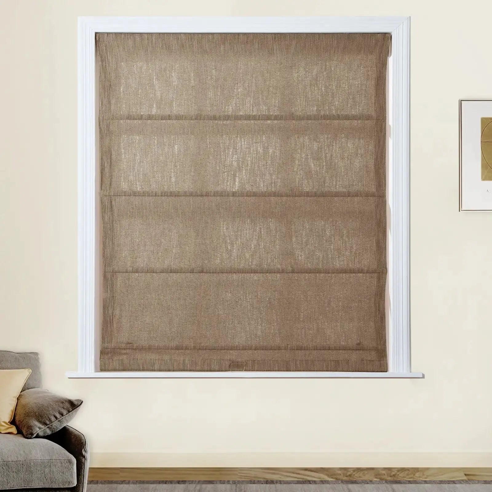 Cloe Cotton Blend Cordless Roman Shade SLIDINGCURTAIN