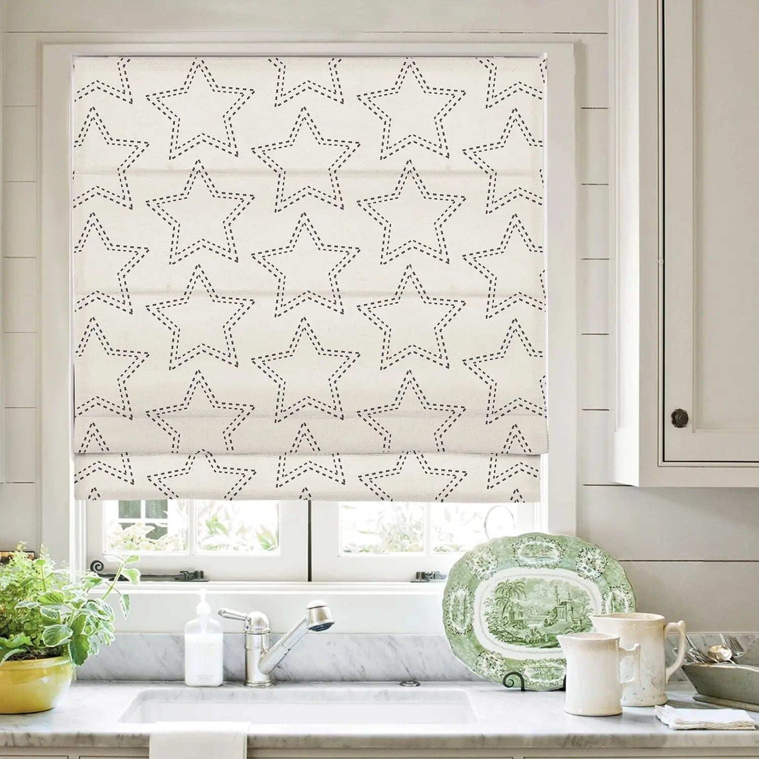 Printed Roman Shade Cord Lift SLIDINGCURTAIN