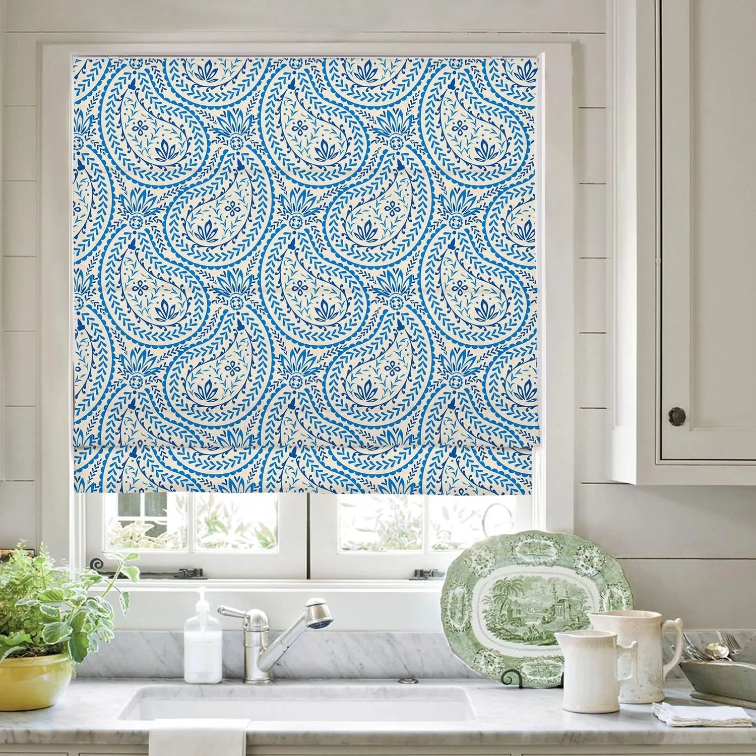 Printed Roman Shade Cord Lift SLIDINGCURTAIN