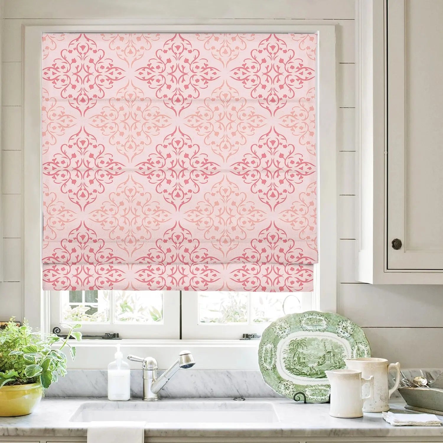 Printed Roman Shade Cord Lift SLIDINGCURTAIN